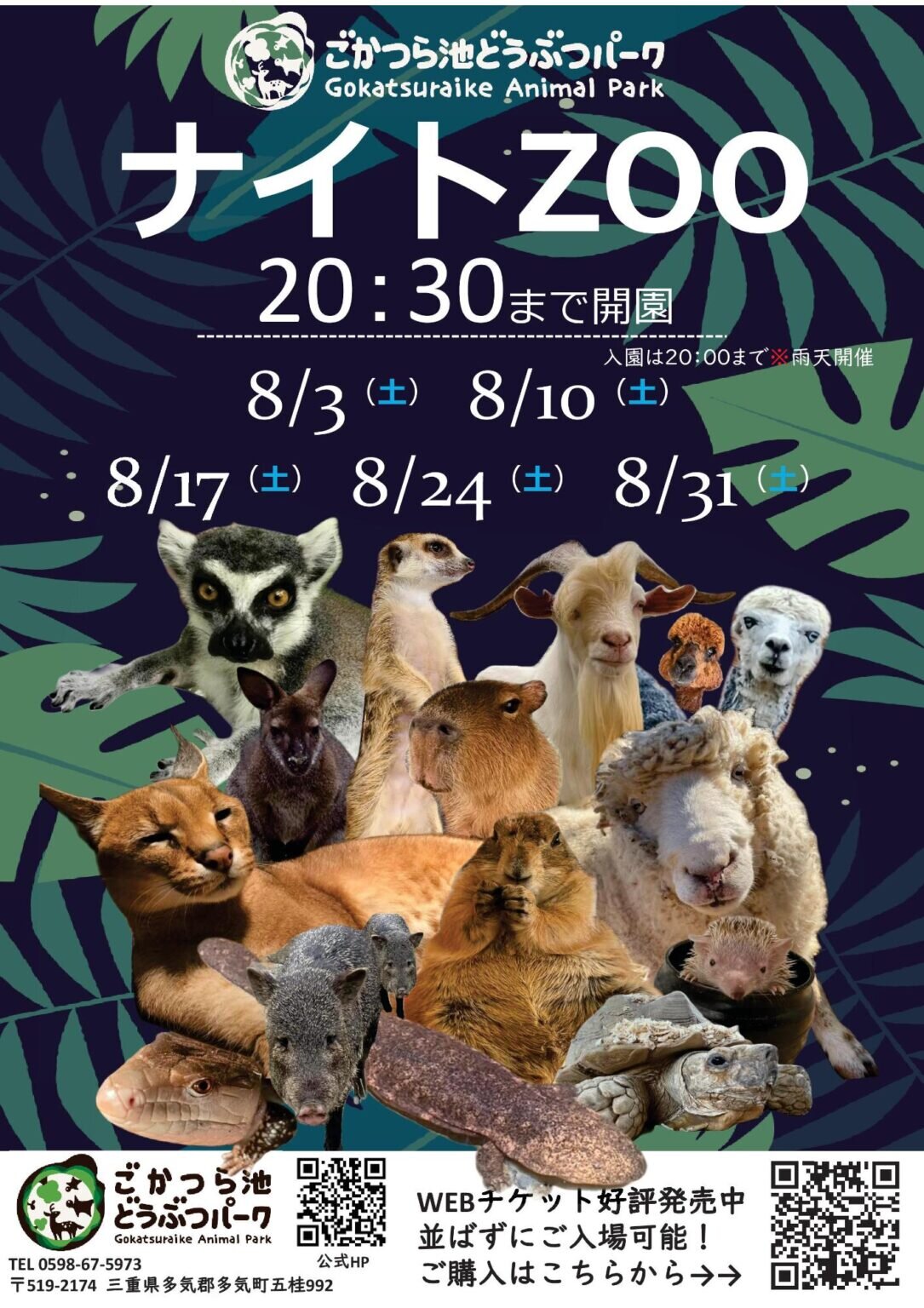【多気町】ごかつら池どうぶつパークで期間限定『ナイトZOO』を楽しもう！
