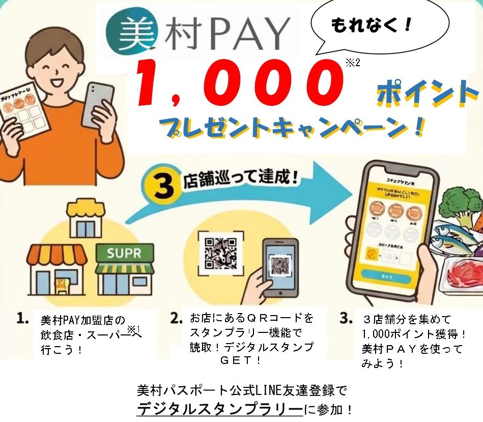 【～8/31まで!】1,000ptプレゼント！美村パスポートデジタルスタンプラリー